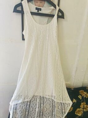 Love Reign White Crochet Floral Lace Sleeveless High-Low Dress